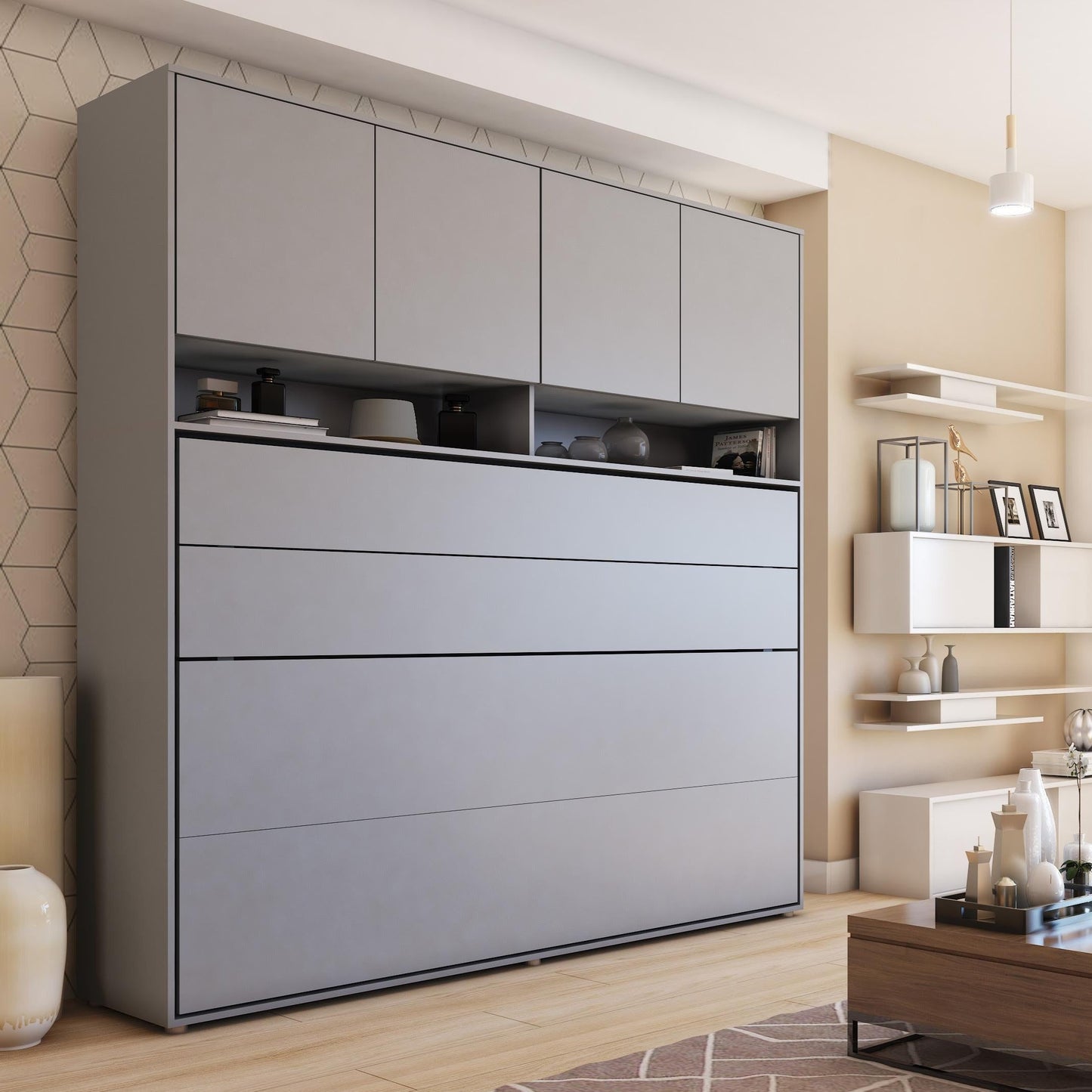 BC-05 Łóżko ścienne poziome Concept 120 cm z szafką do przechowywania