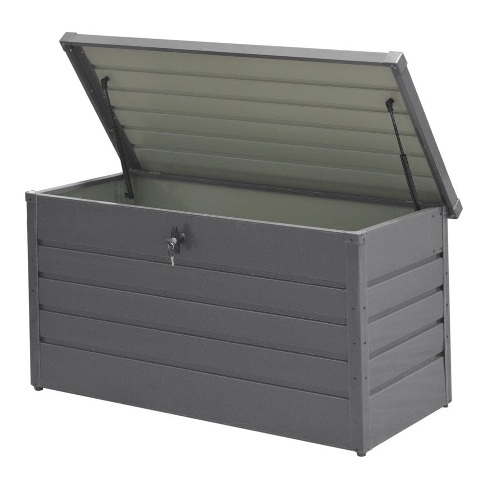350L Grey Metal Outdoor Garden Storage Box Lockable