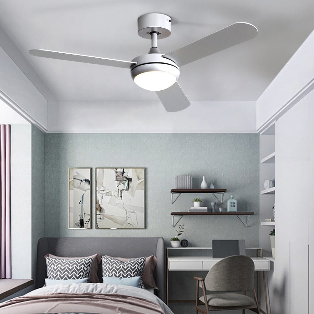 Silver 3 Blade Ceiling Fan with LED Lamp & Remote Control 42Inch