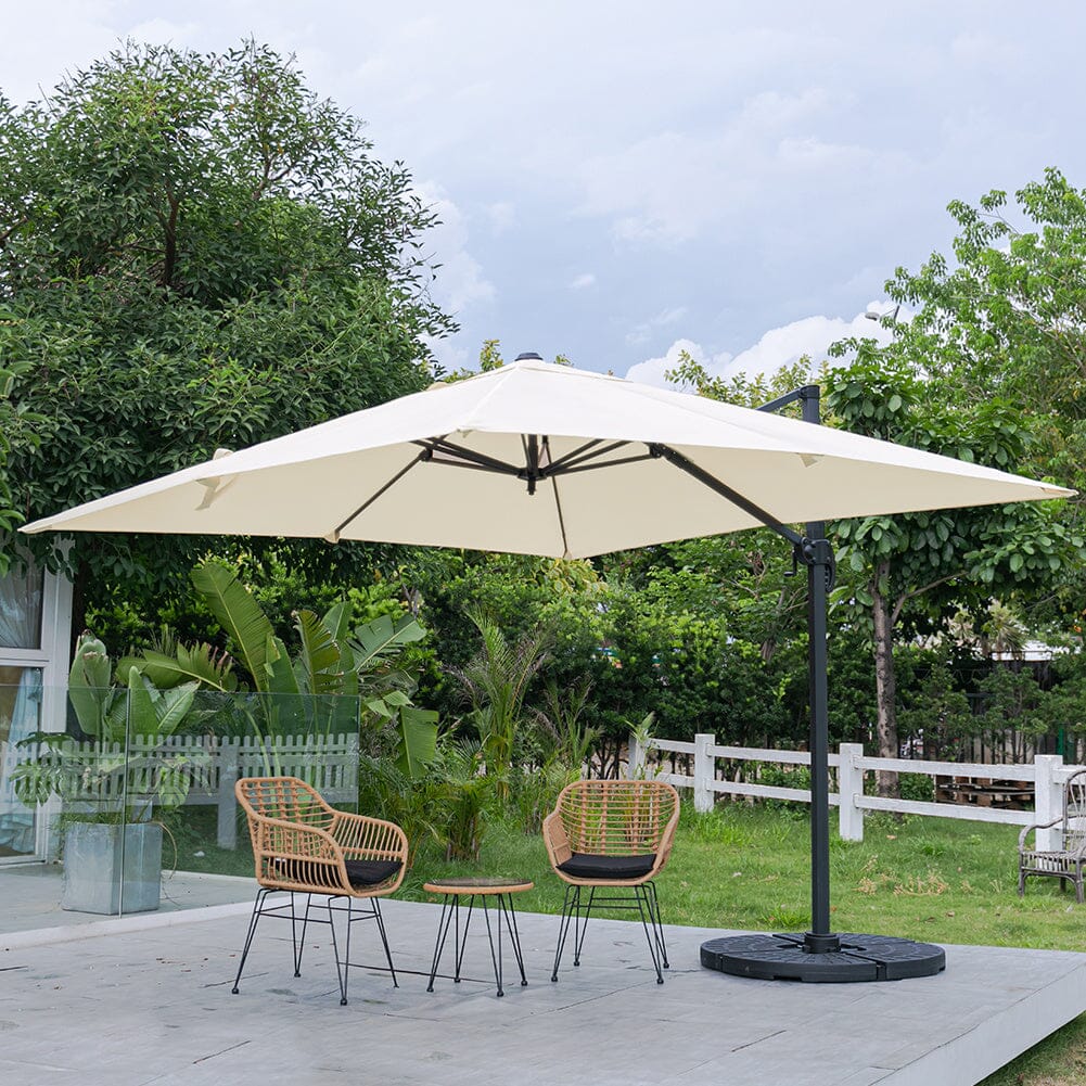 Jasnoszary 3 x 3 m kwadratowy parasol wspornikowy do ogrodu i na patio