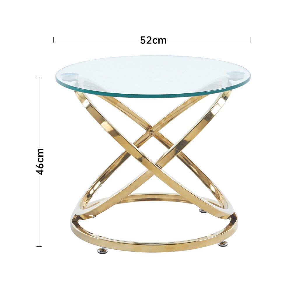 Tempered Glass Top Round Coffee Table for Living Room