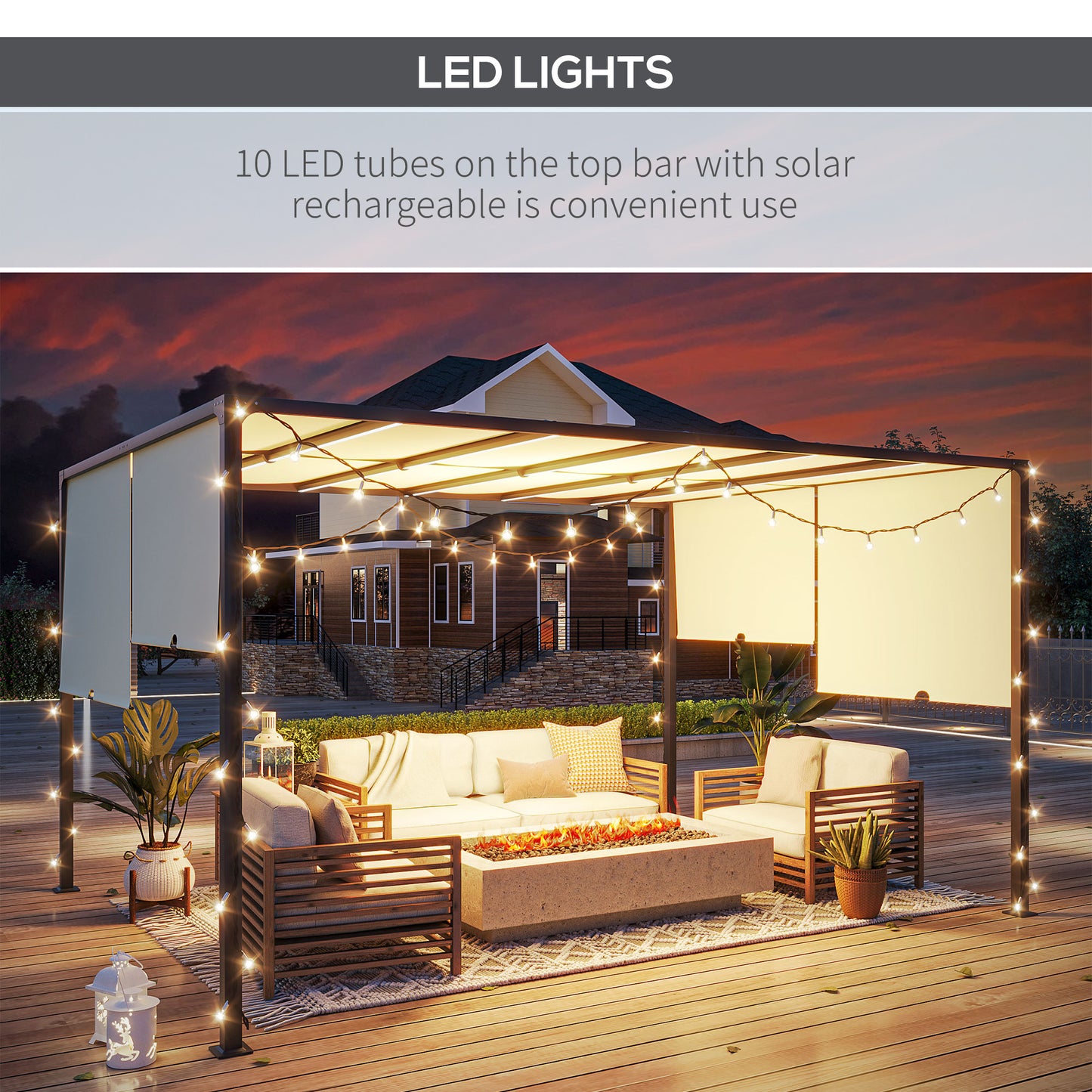 Outsunny 3 x 4m Pergola ogrodowa zewnętrzna - kremowo-biała