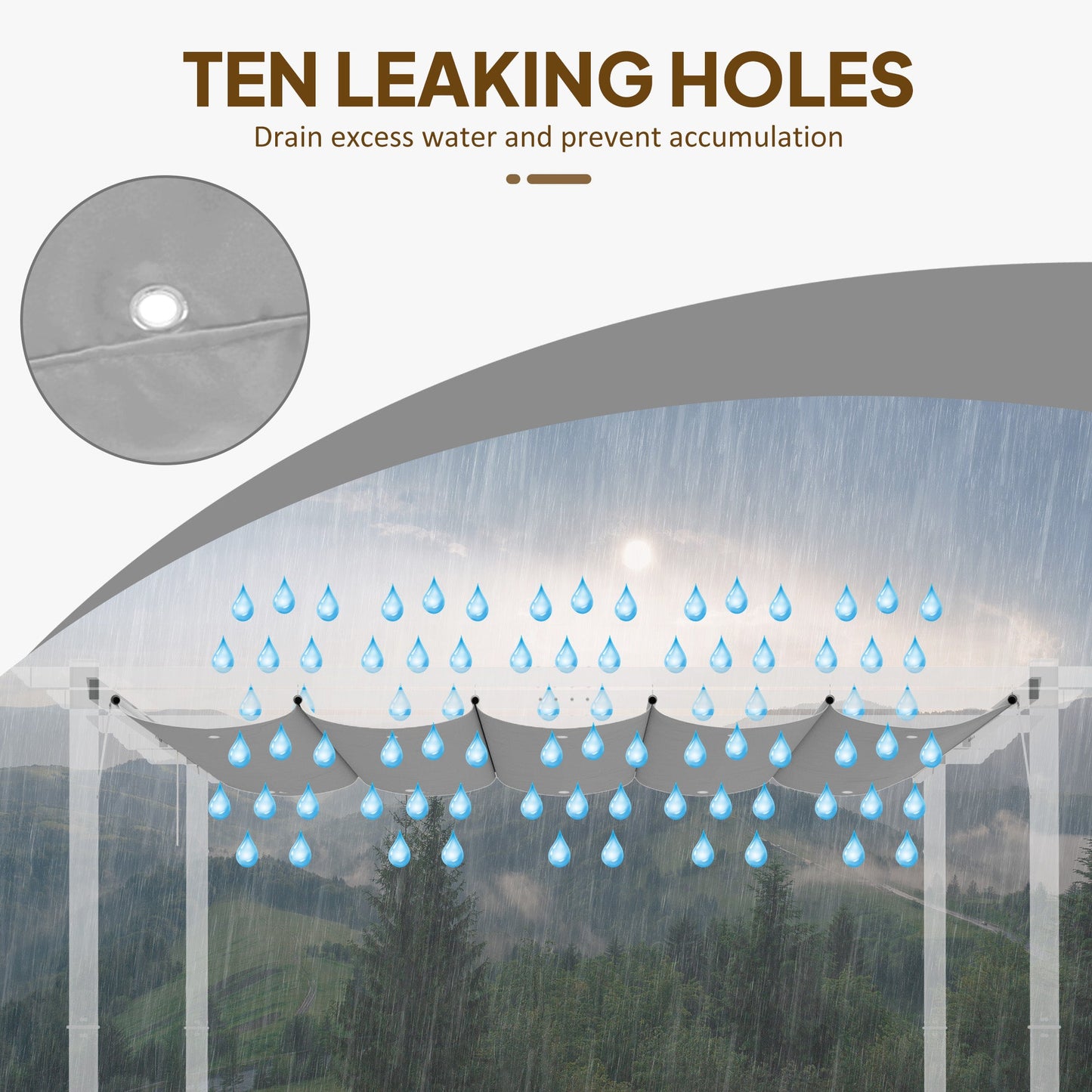 Outsunny Retractable Pergola Cover, 2.55 x 2.5 m Replacement Canopy Fabric for 3 x 3 m Frame, Roof Top Only, Light Grey