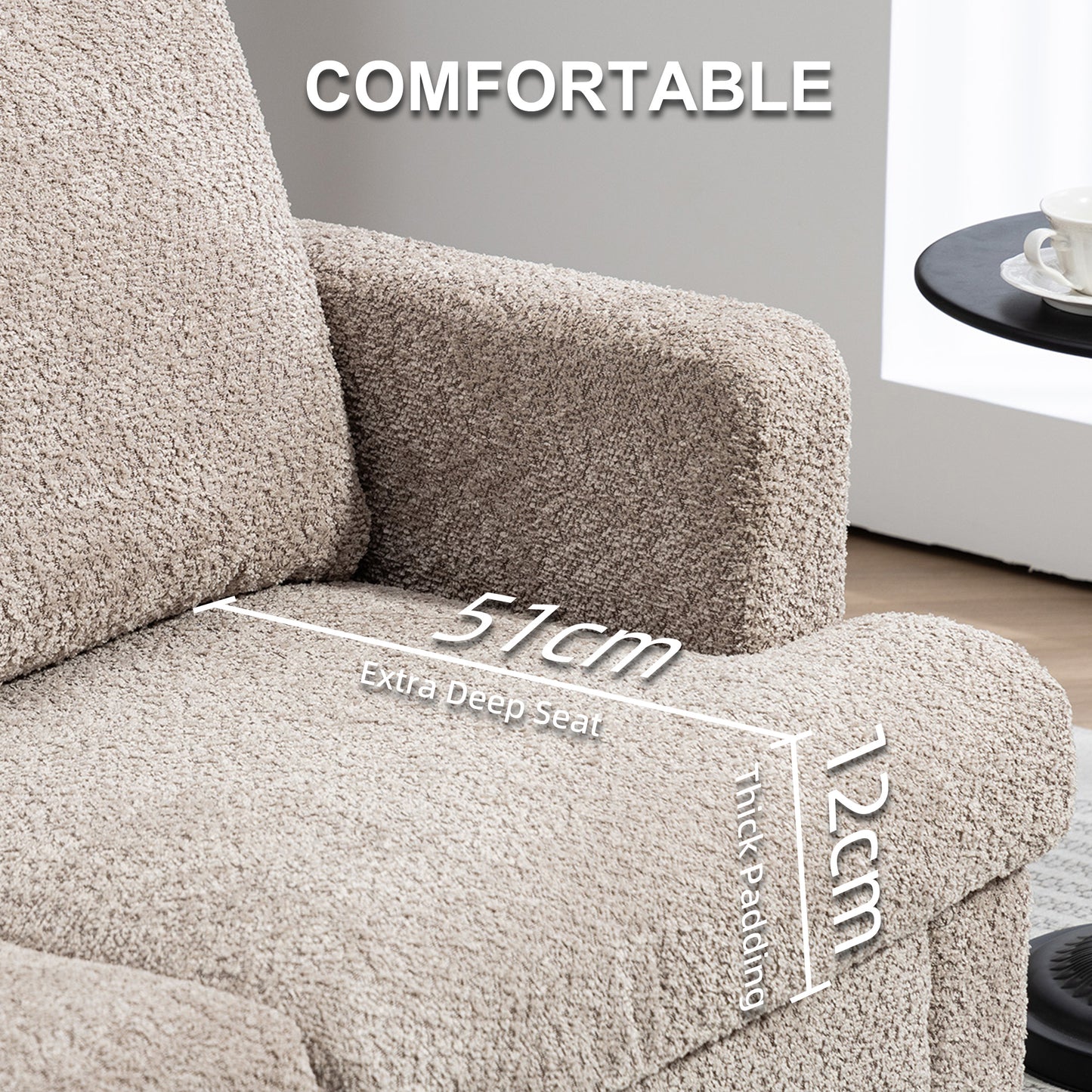 HOMCOM 2 Seater Sofa, Loveseat Sofa with Removable Back Cushions, Chenille Fabric Small Couch Settee with S-springs for Living Room, Bedroom, Home Office, Light Brown