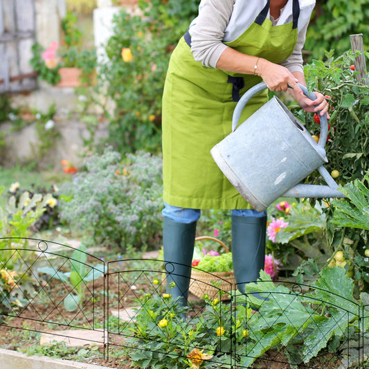 مجموعة ألواح سياج اعتصام معدنية للديكور الخارجي من Outsunny مكونة من 6 قطع، باللون الأسود