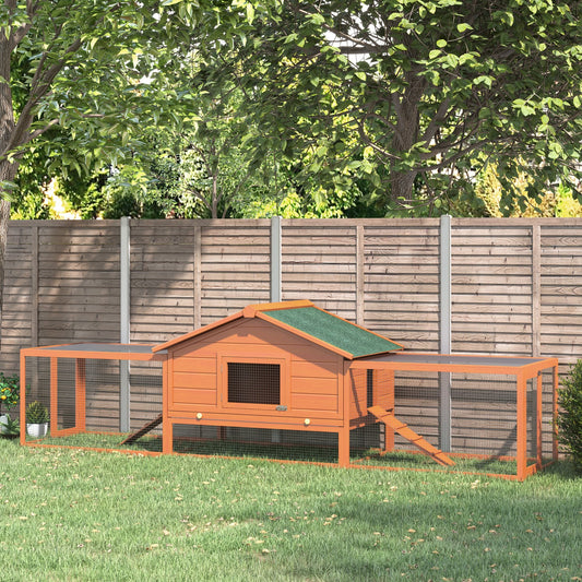 PawHut Wooden Guinea Pigs Hutches W/ Ramp-Golden Red