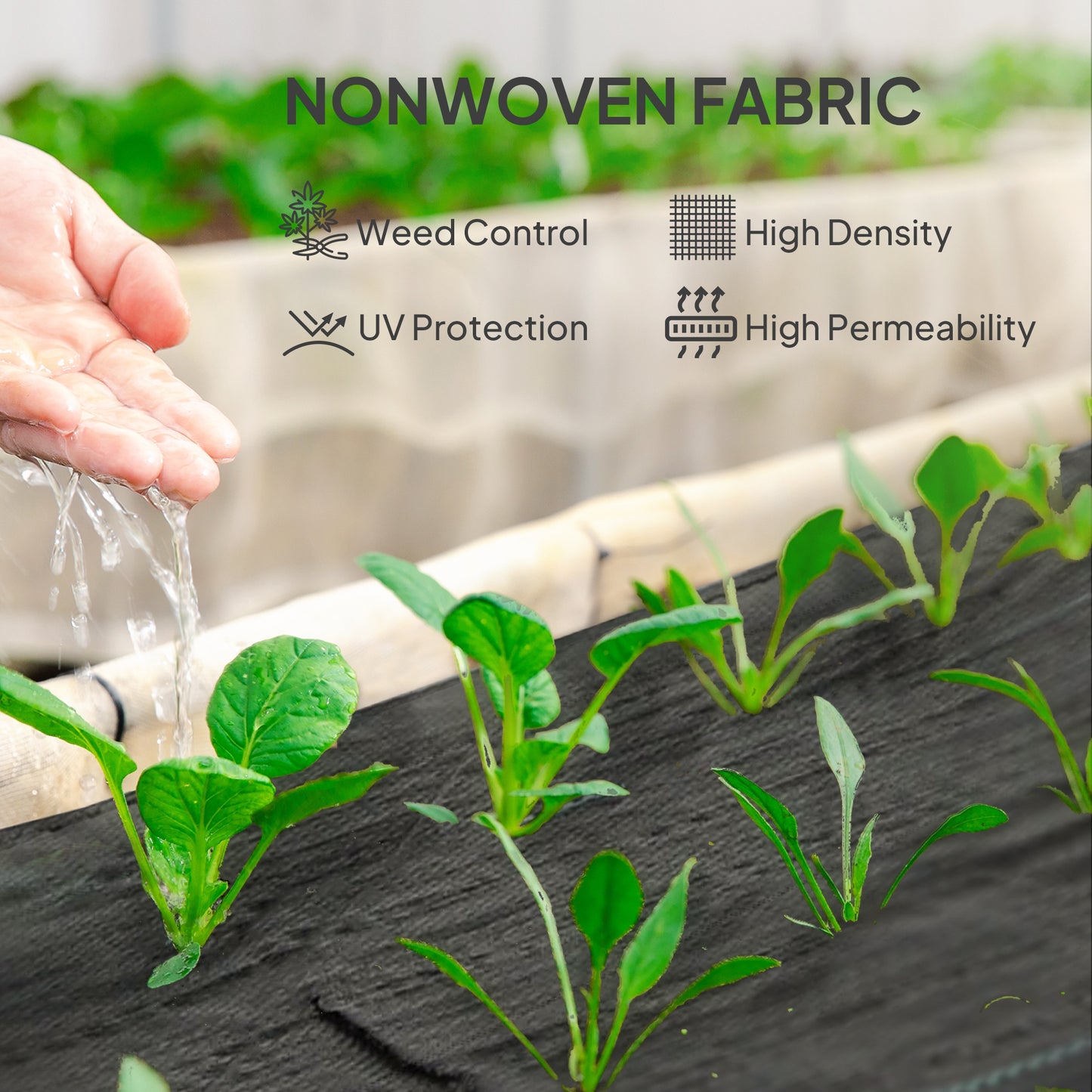 Outsunny 2m x 90m Weed Control Membrane, wytrzymała tkanina barierowa do zwalczania chwastów, 90gsm okrywa gruntowa na patio, do ogrodu, klombów, do kształtowania krajobrazu