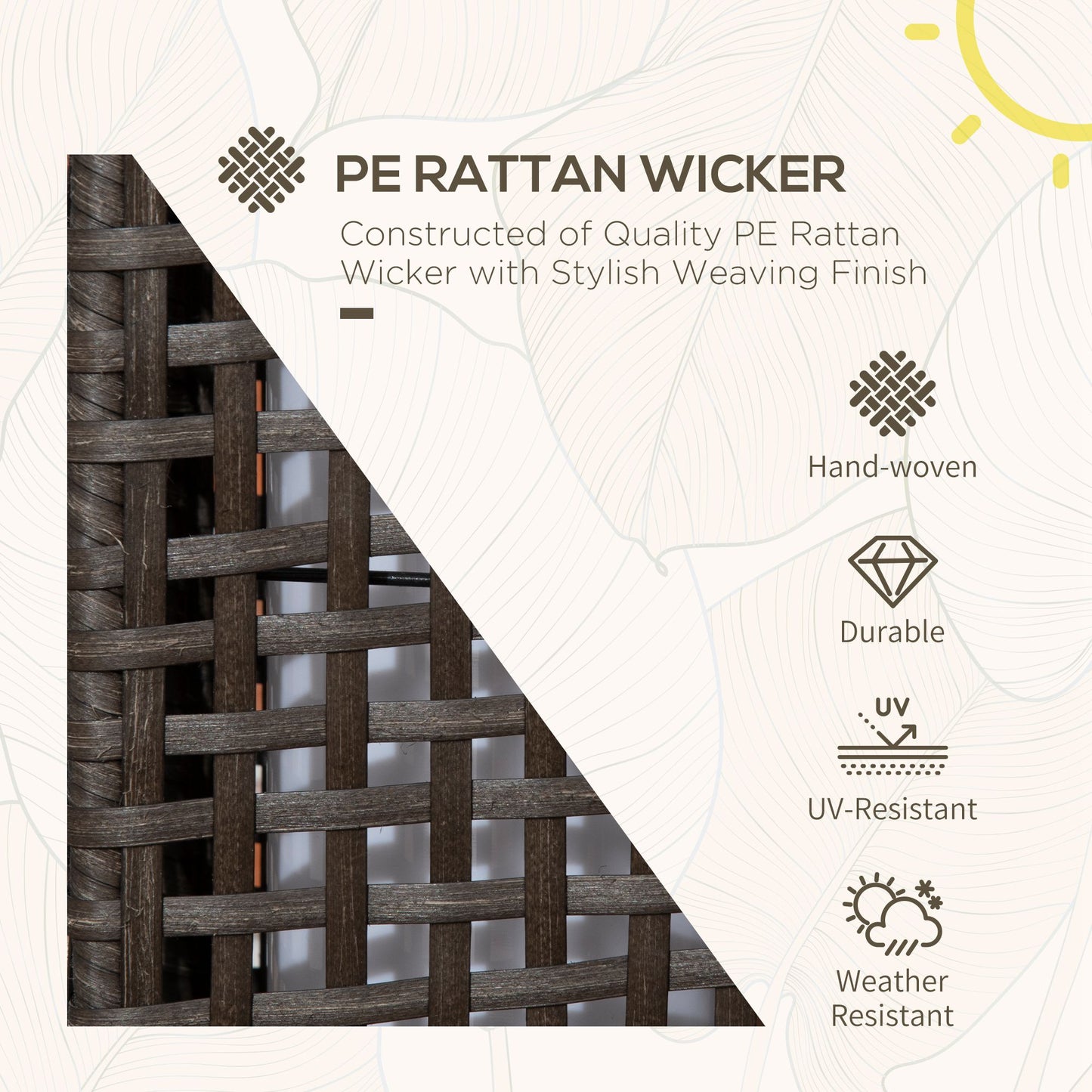 Outsunny Outdoor Rattan Solar Lantern, Brushed PE Wicker Patio Garden Lantern z automatycznym włączaniem/wyłączaniem Solar Powered LED Lights do użytku wewnątrz i na zewnątrz, na werandzie, podwórku, trawniku, dziedzińcu, w kolorze szarym