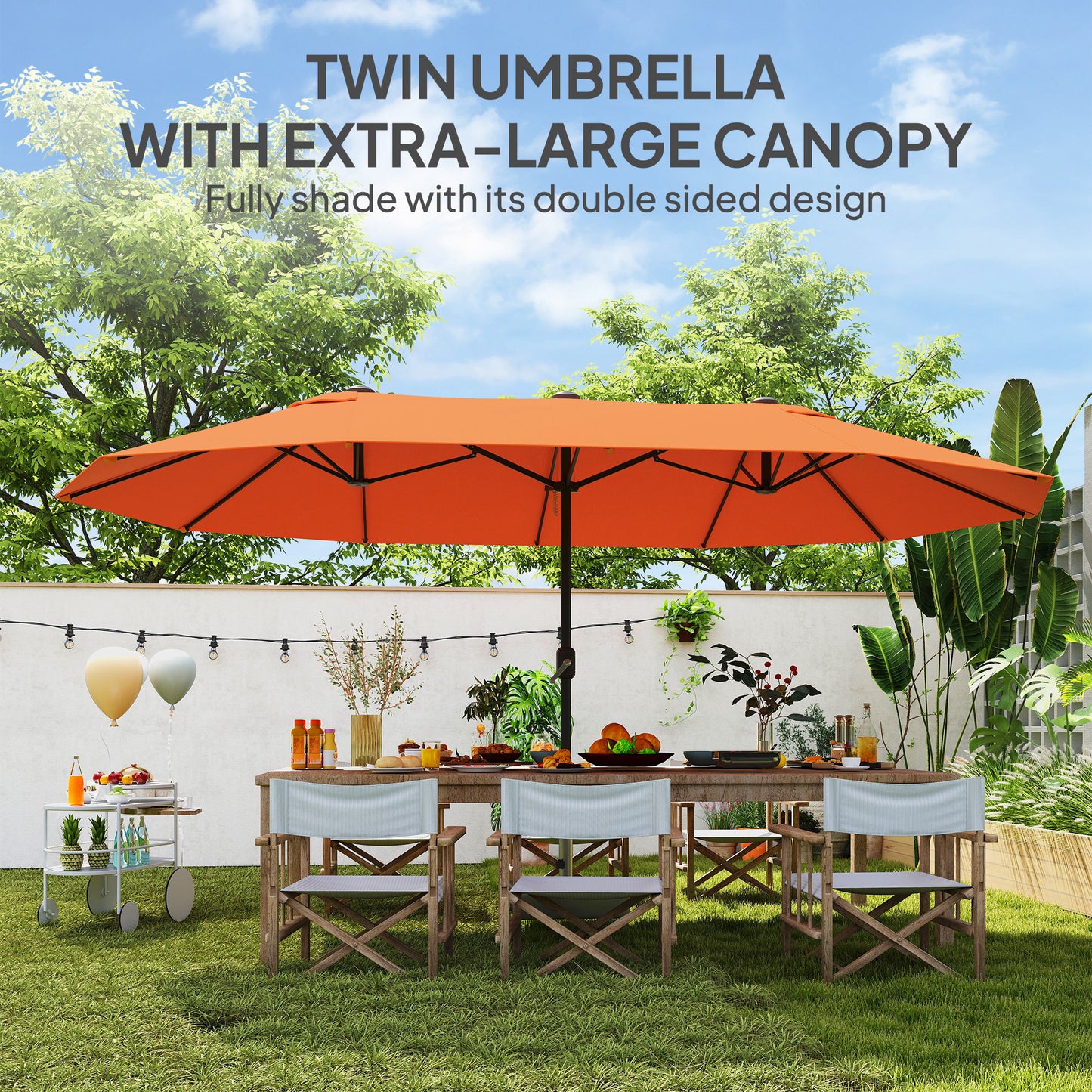 Outsunny 4,6 m podwójny parasol ogrodowy - pomarańczowy