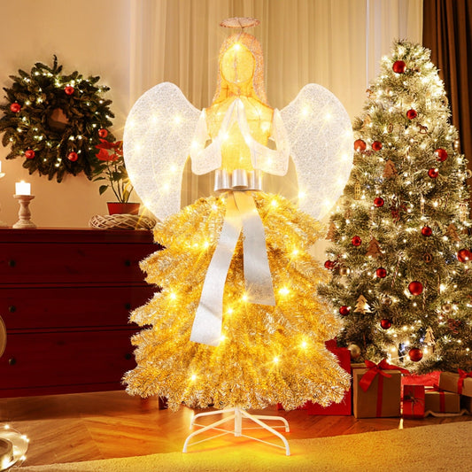 1.57M Lighted Christmas Angel Tree with Hands Clasped in Prayer