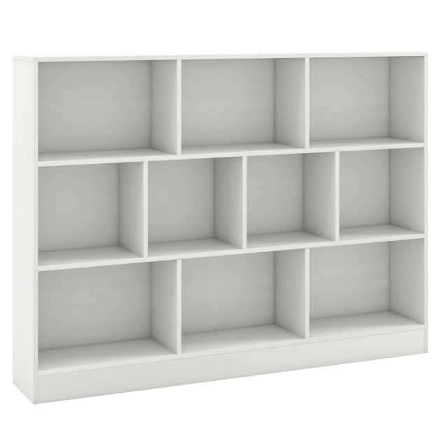3-Tier Organizer 10-Cube Bookshelf 140CM Wood Display Shelf for Living Room-White