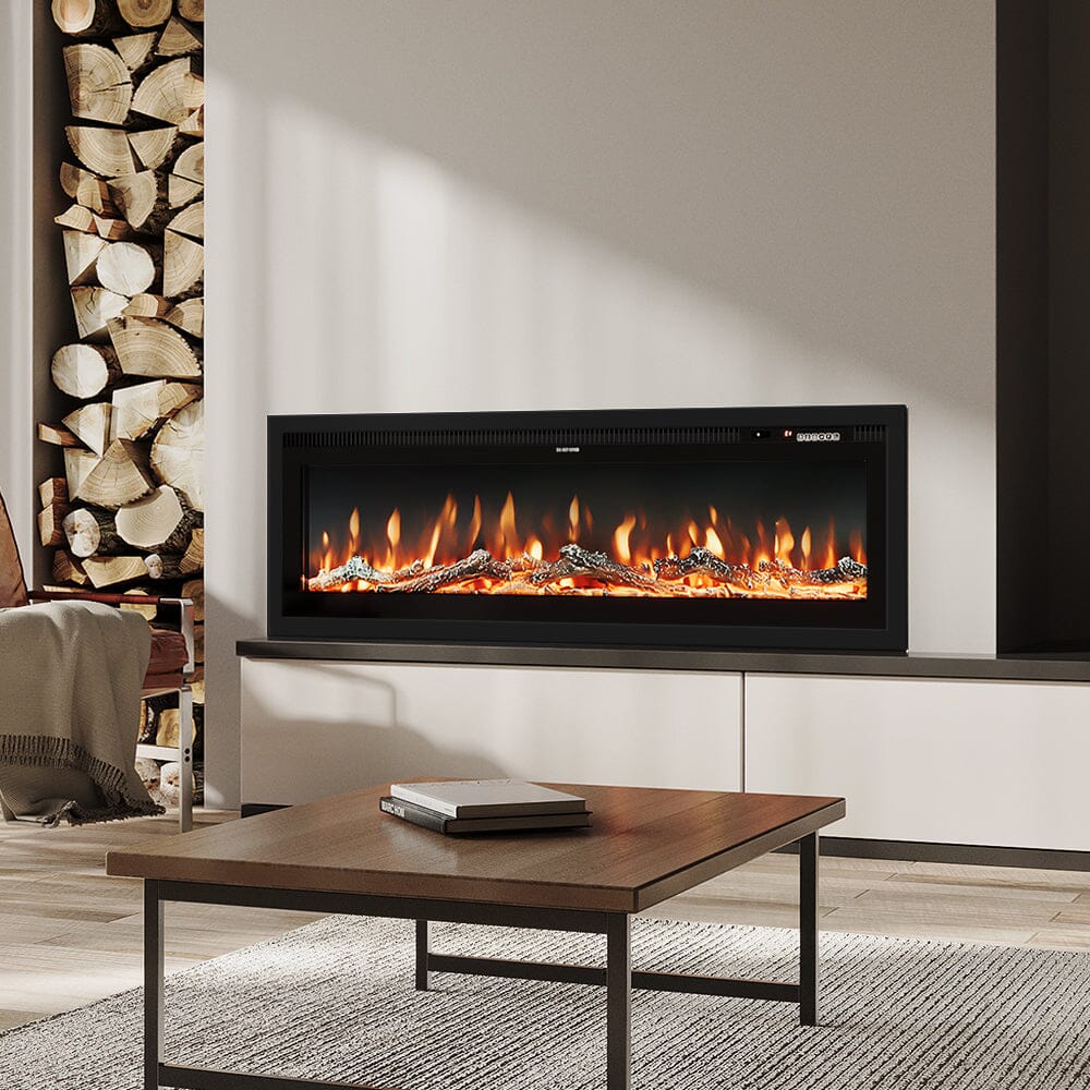 40/50/60/70/80 Inch Electric Fireplace 9 Colour LED Flame Effect Heater With Remote Control