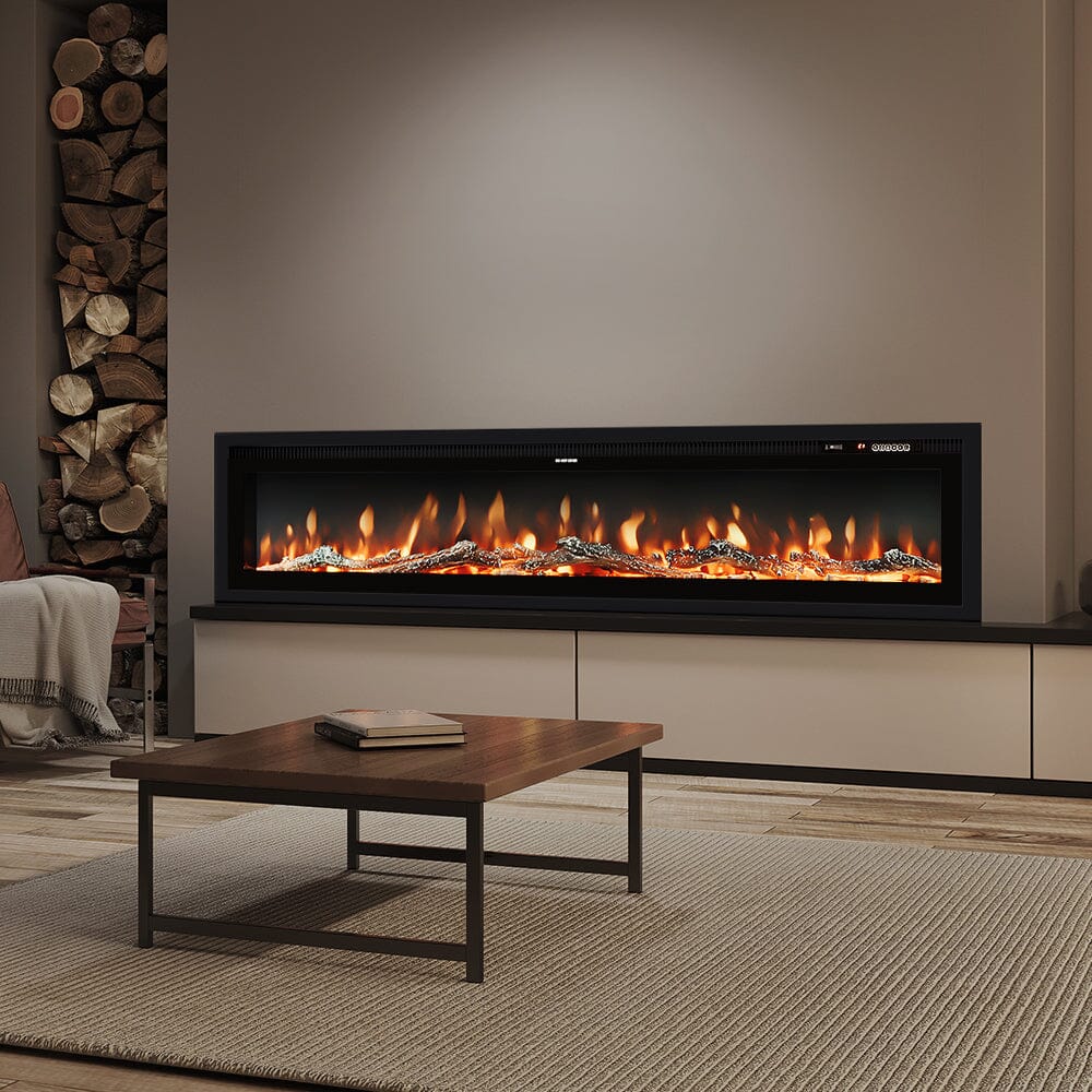 40/50/60/70/80 Inch Electric Fireplace 9 Colour LED Flame Effect Heater With Remote Control