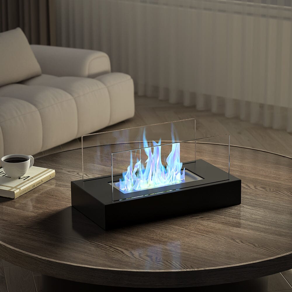 35cm L Table Fireplaces Bio Ethanol Fireplace Tabletop Metal Base Burner Fire