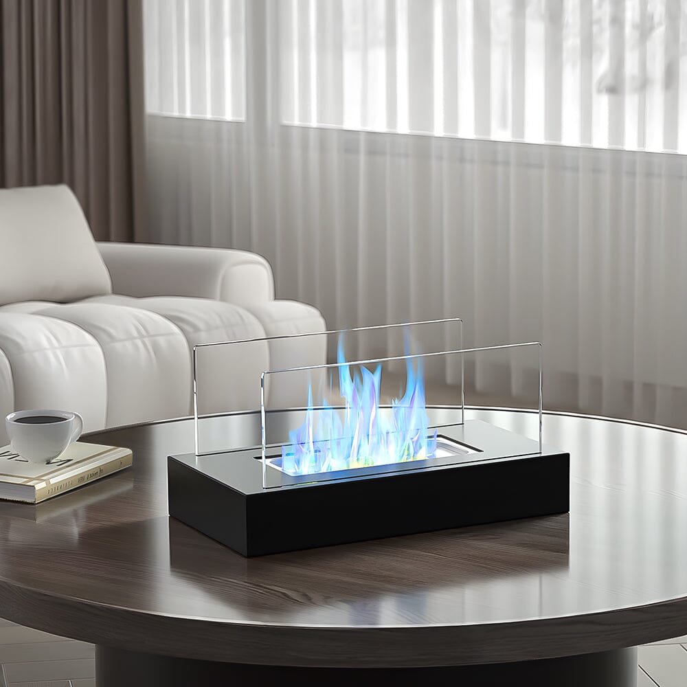 35cm L Table Fireplaces Bio Ethanol Fireplace Tabletop Metal Base Burner Fire