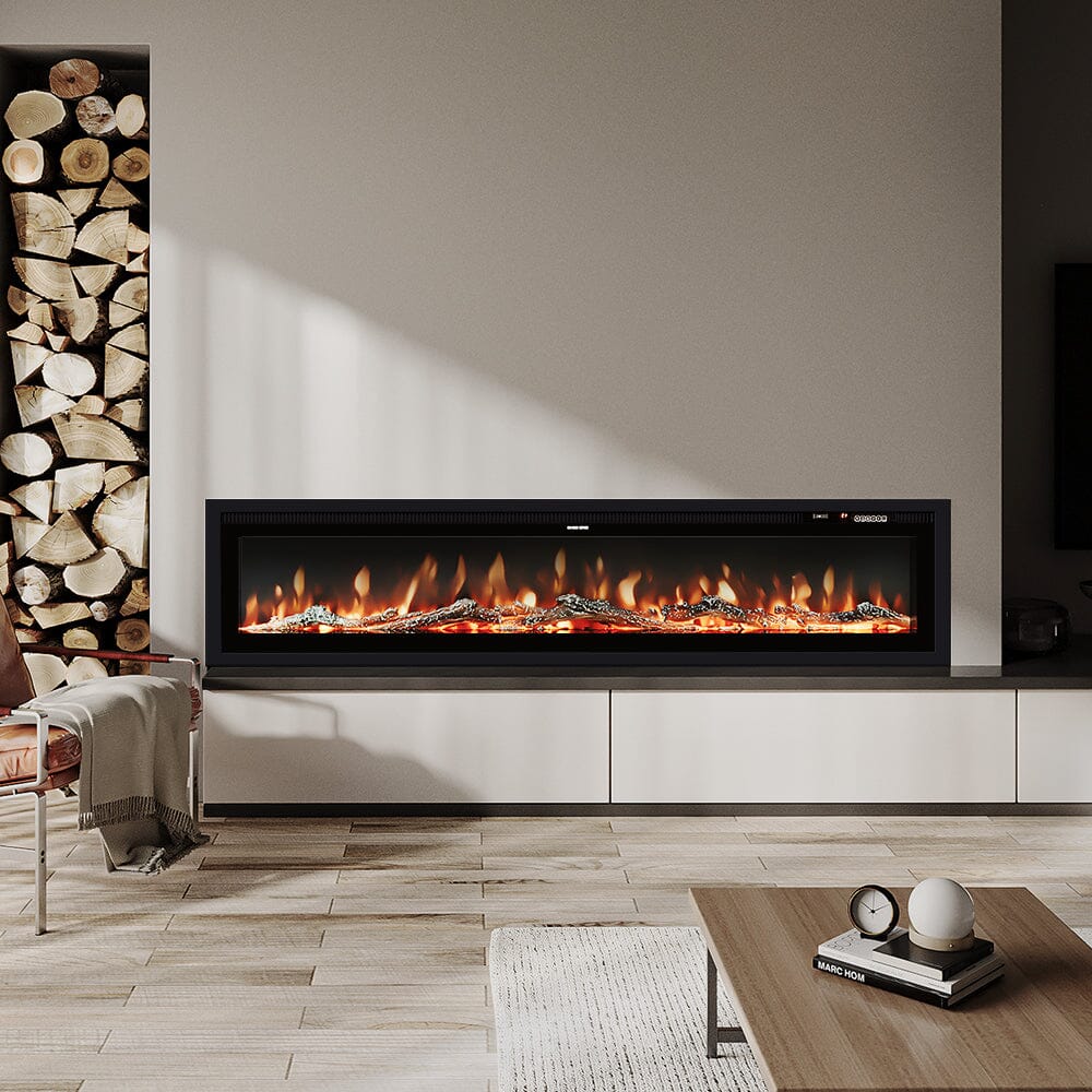 40/50/60/70/80 Inch Electric Fireplace 9 Colour LED Flame Effect Heater With Remote Control