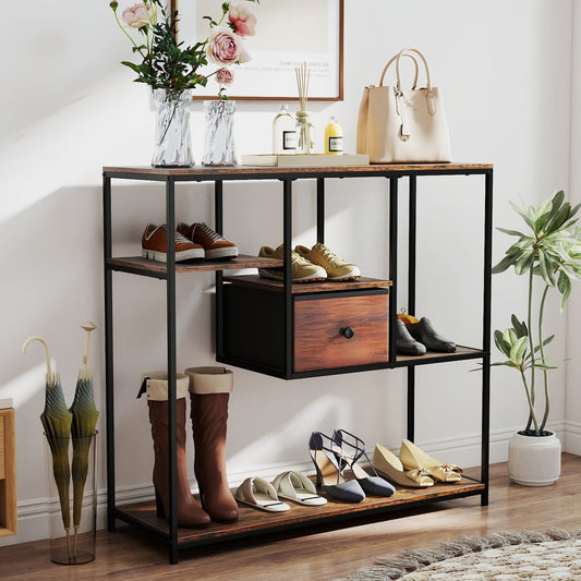 100CM Console Table in Rustic Brown, image 2