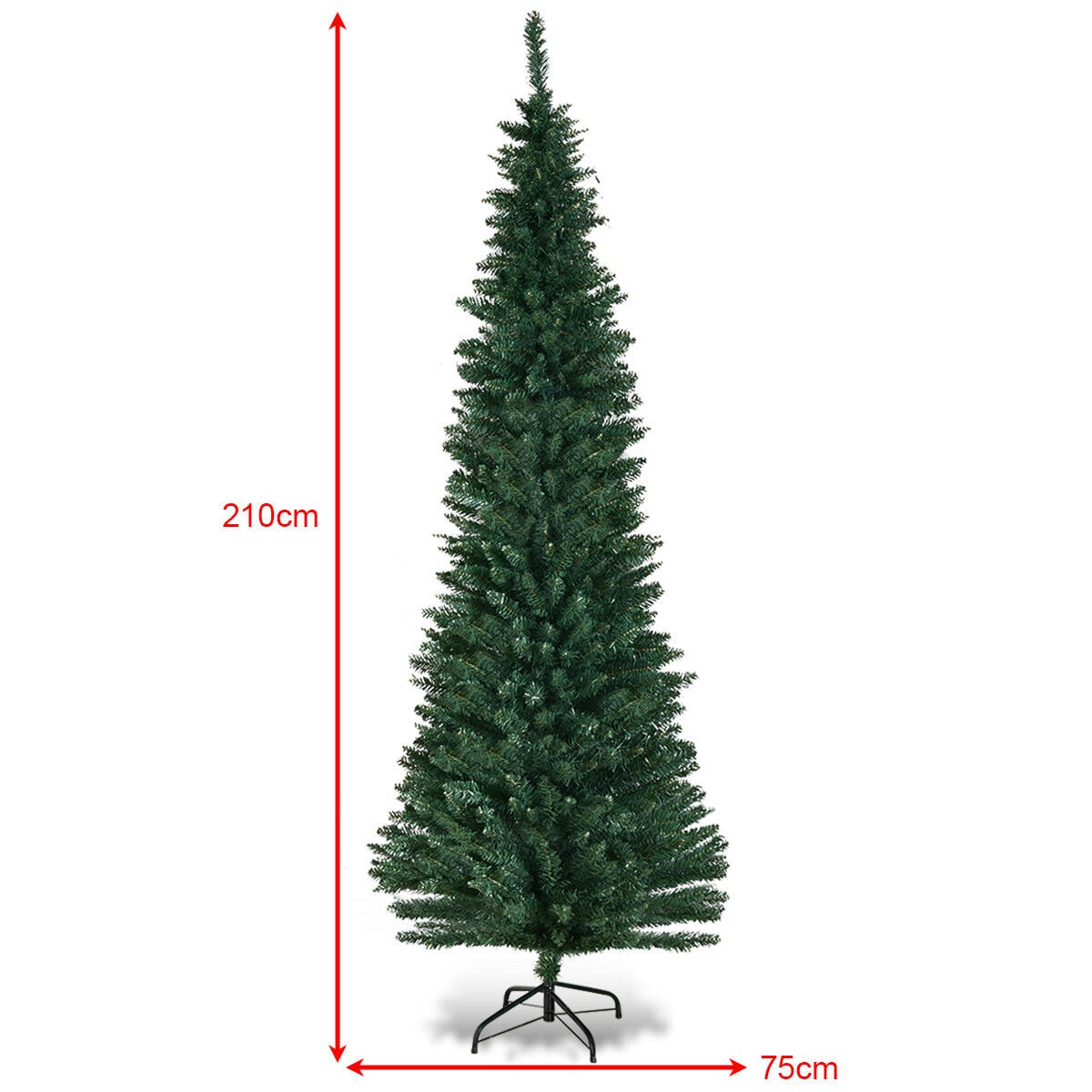 7ft Artificial Pencil Slim Christmas Tree with Metal Stand