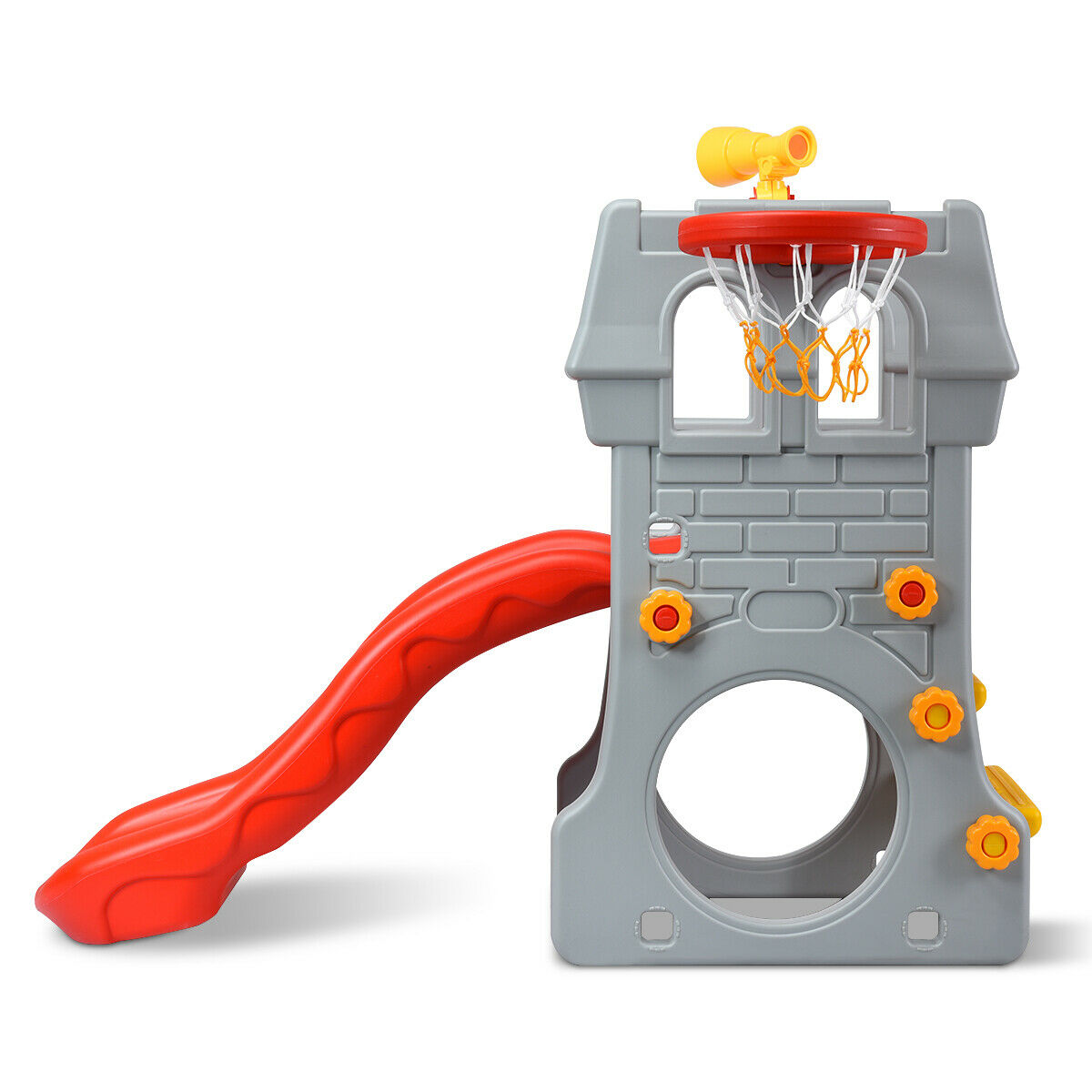 Toddler Climber Castle Slide Set with Basketball Hoop for In / Outdoor