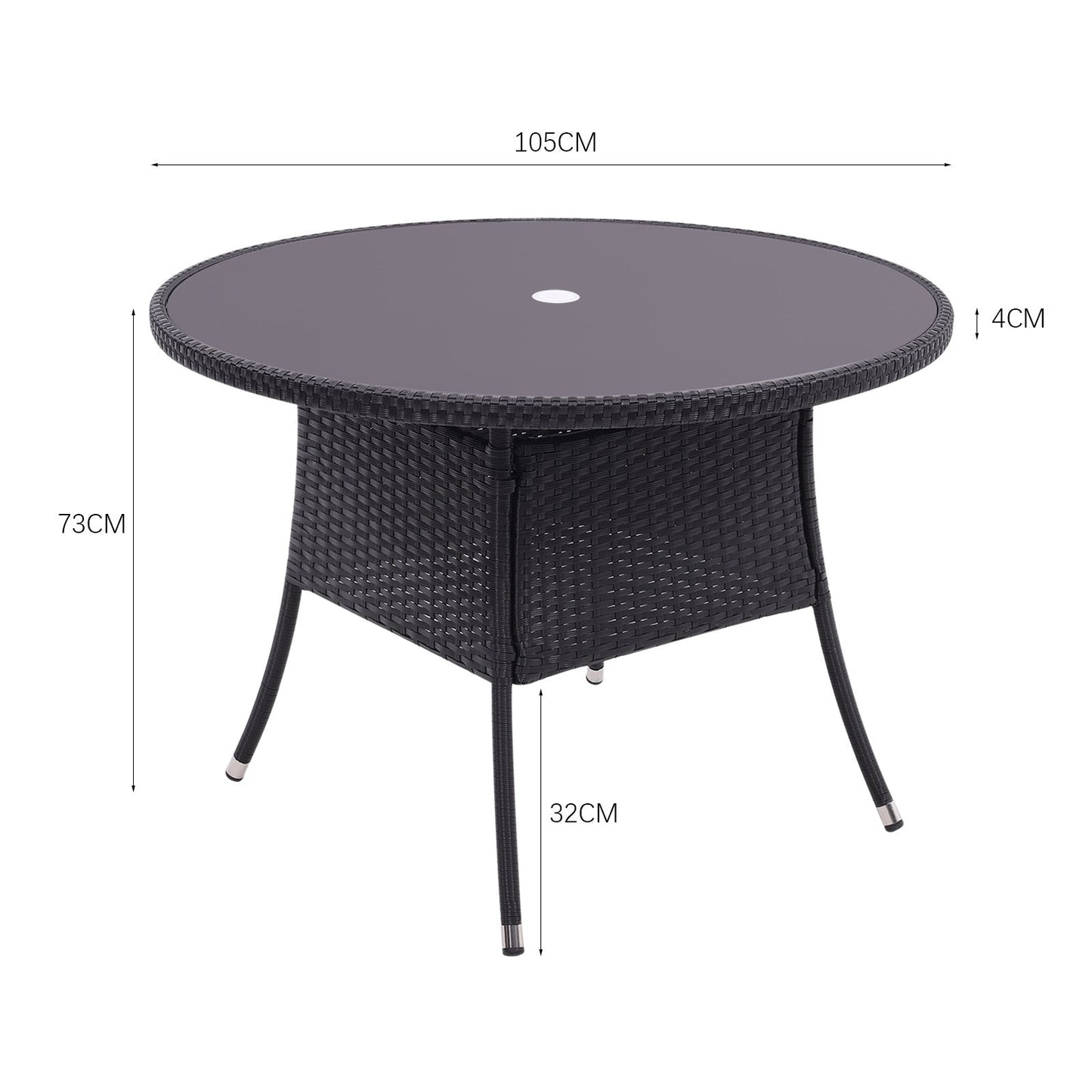 Round/Square Rattan Garden Table & Parasol Hole