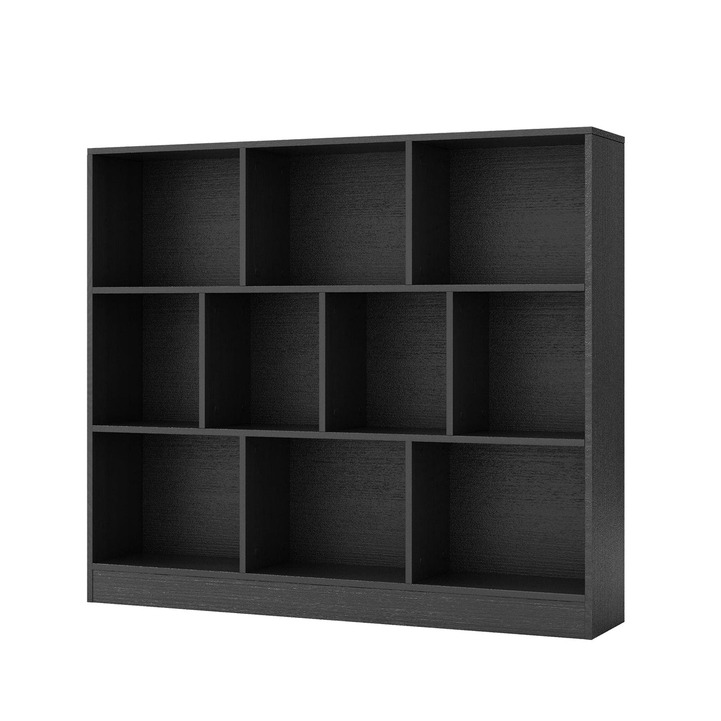 10-Cube Bookshelf Freestanding Storage Organizer with 2 Anti-Tipping Kits-Black
