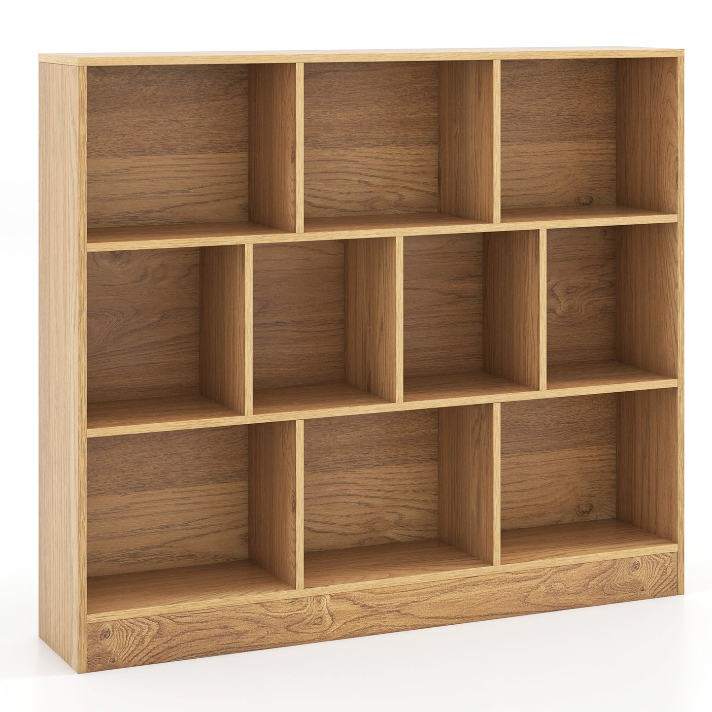 10-Cube Bookshelf Freestanding Storage Organizer with 2 Anti-Tipping Kits-Natural