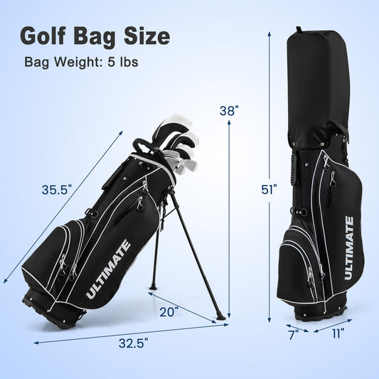 Complete Golf Club Package Set with oversize aluminum driver for Outdoor Use-Black