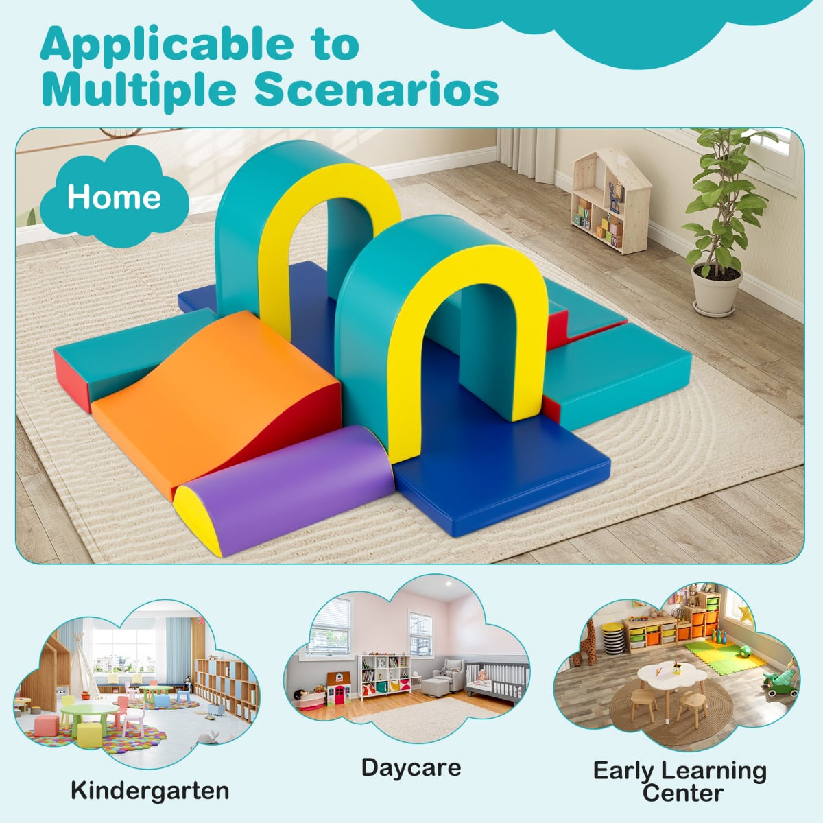 10-Piece Foam Climbing Blocks for Crawling Climbing and Sliding-Green