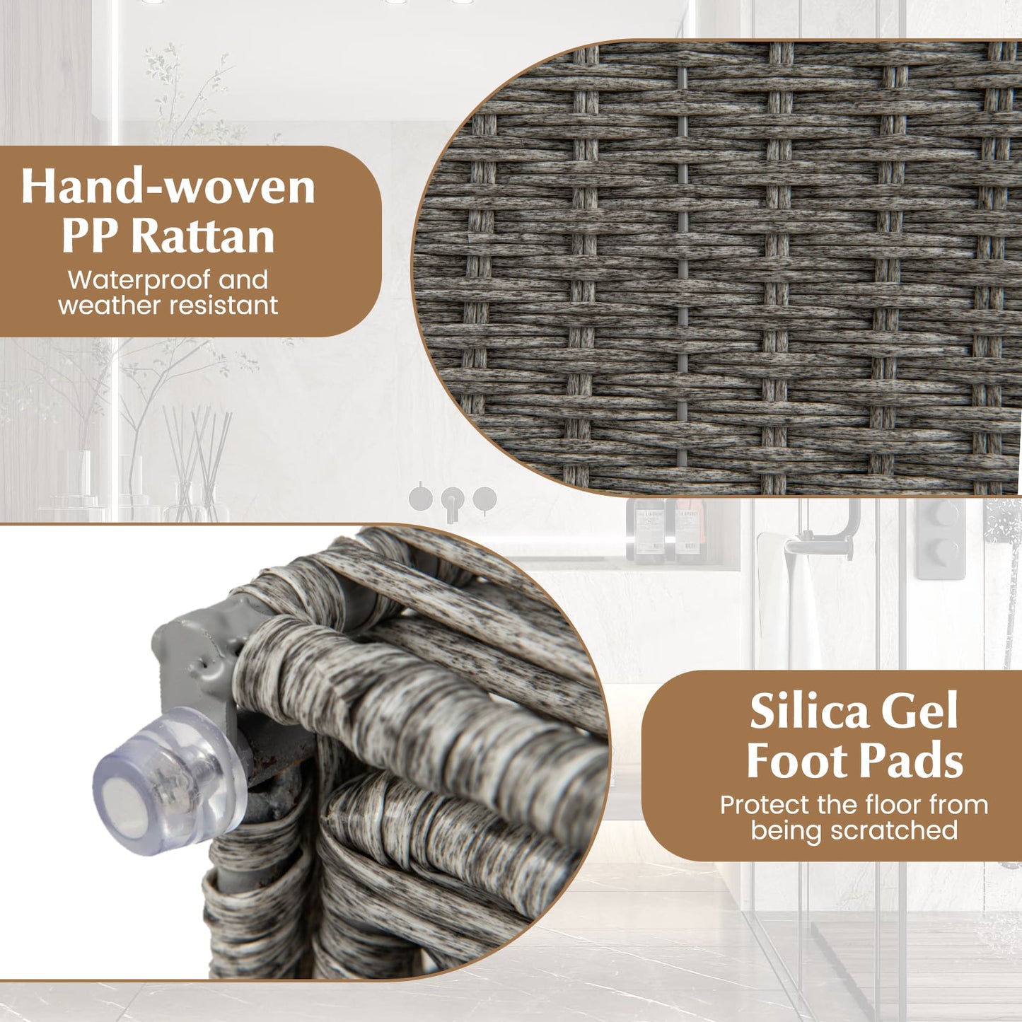 110L Laundry Hamper with Handles and Removable Liner Bag-Grey