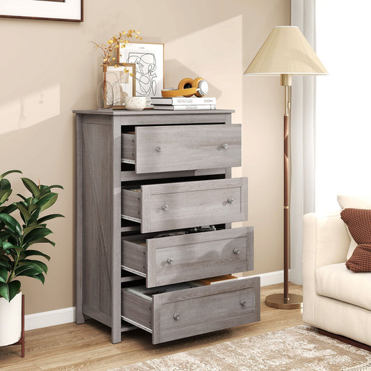 110cm Tall Storage Cabinet Chest of Drawers Clothes Organizer with 4 Drawers-Grey