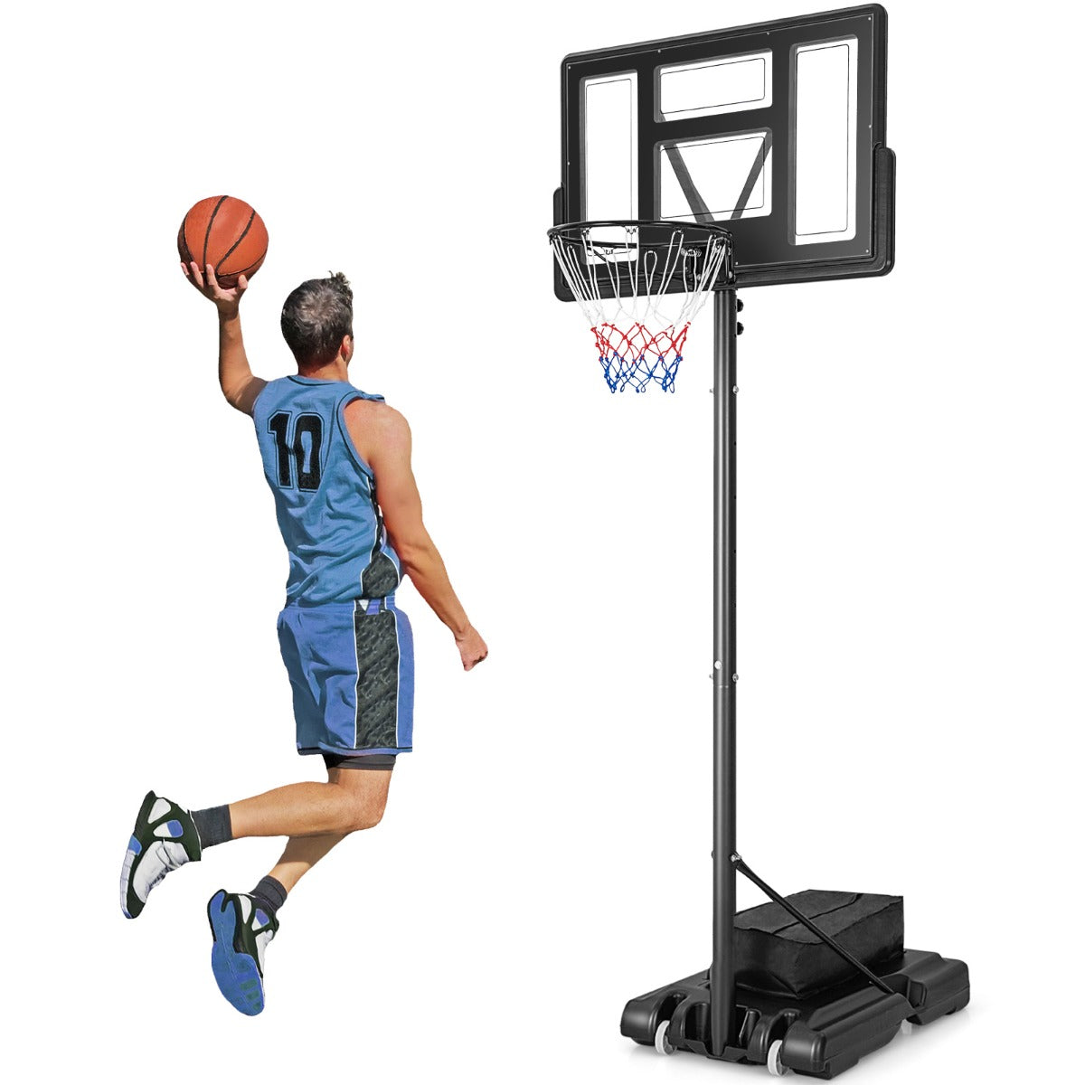 Portable Basketball Hoop with 11-Level Height Adjustable Basketball Hoop and Goal