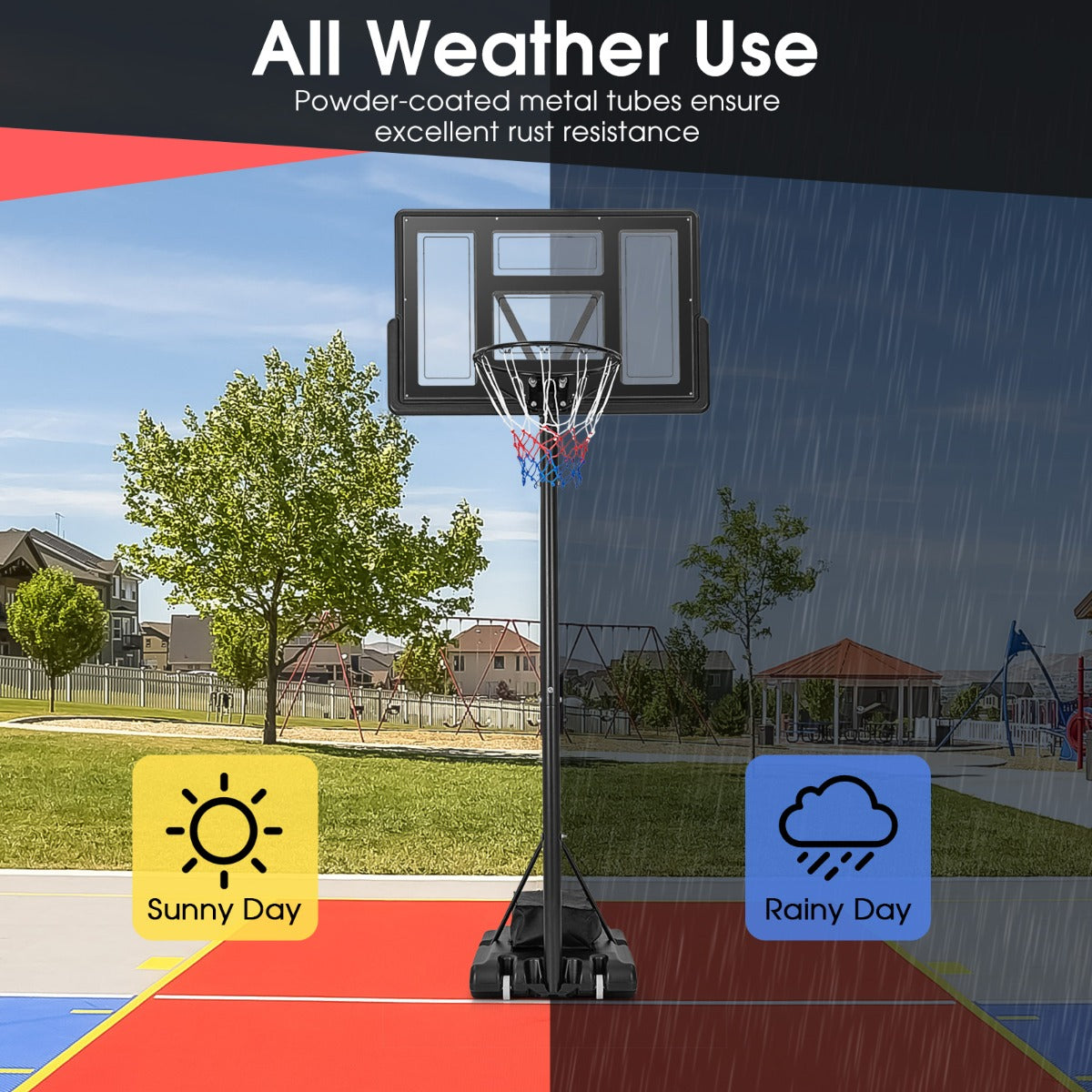 Portable Basketball Hoop with 11-Level Height Adjustable Basketball Hoop and Goal