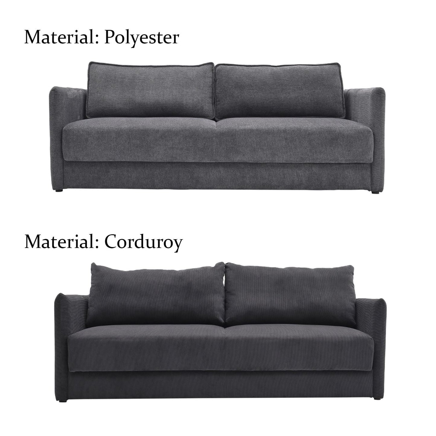 Grey 3-Seater Sleeper Sofa Bed polyester/corduroy
