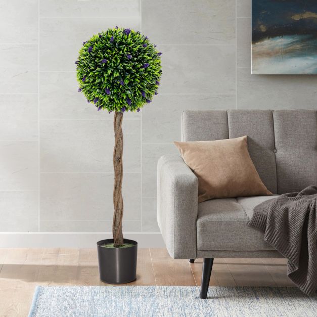 115 CM Artificial Boxwood Topiary Tree Fake Lavender Ball Plant-Green
