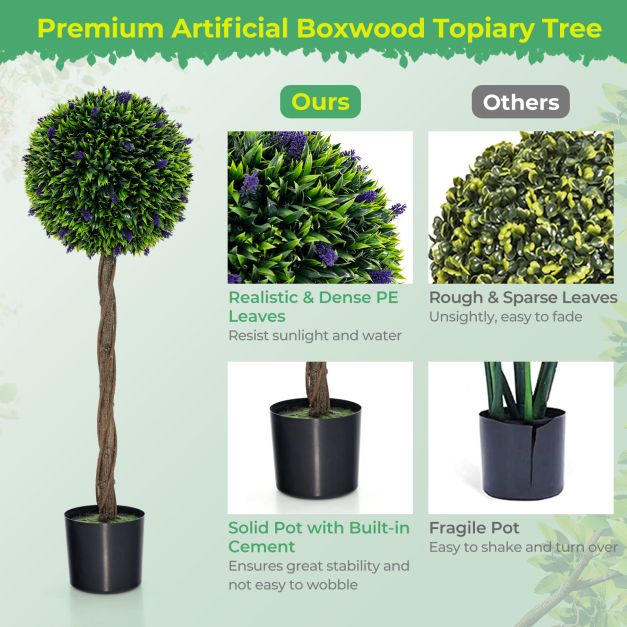 115 CM Artificial Boxwood Topiary Tree Fake Lavender Ball Plant-Green