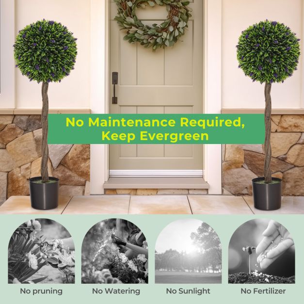 115 CM Artificial Boxwood Topiary Tree Fake Lavender Ball Plant-Green