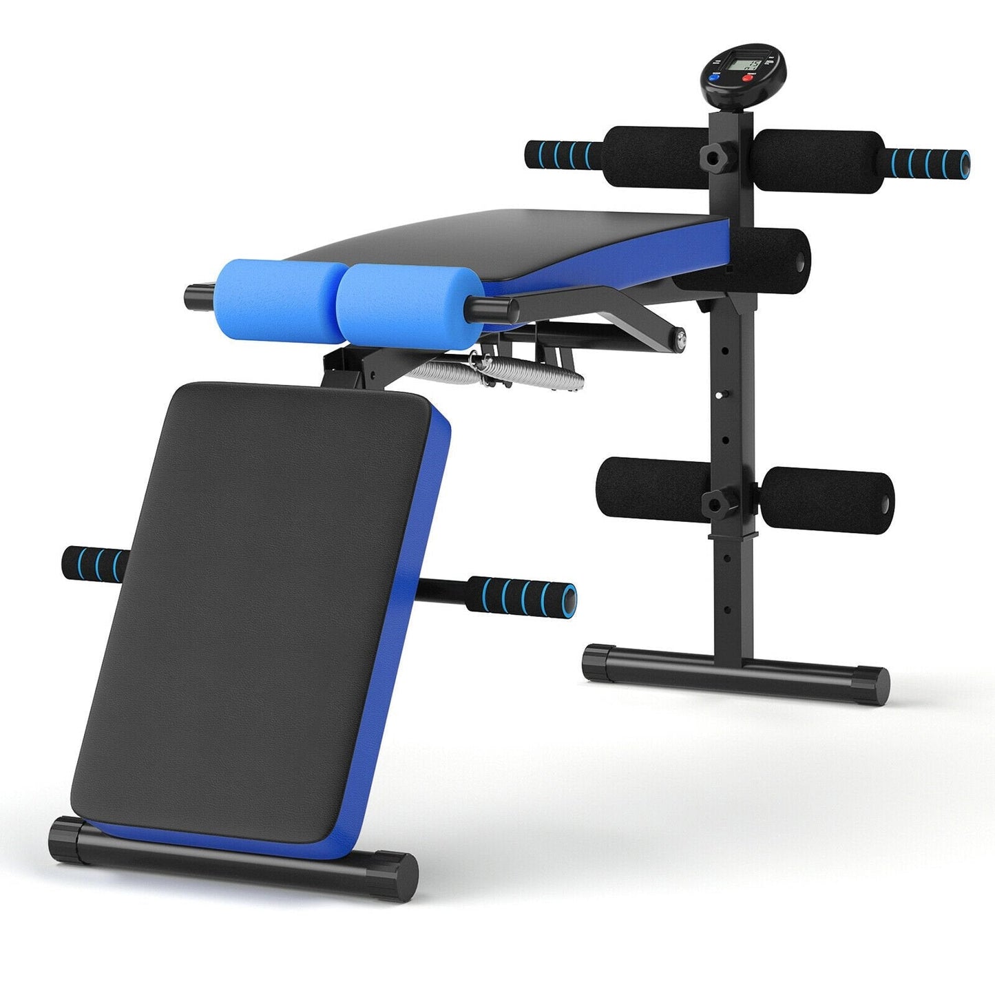 Multi Workout Weight Bench, Foldable, Adjustable with LCD-Blue