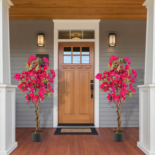 120 CM Tall Artificial Bougainvillea Tree with Blooming Flowers- Rose