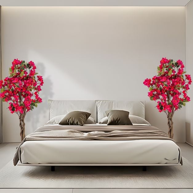 120 CM Tall Artificial Bougainvillea Tree with Blooming Flowers- Rose