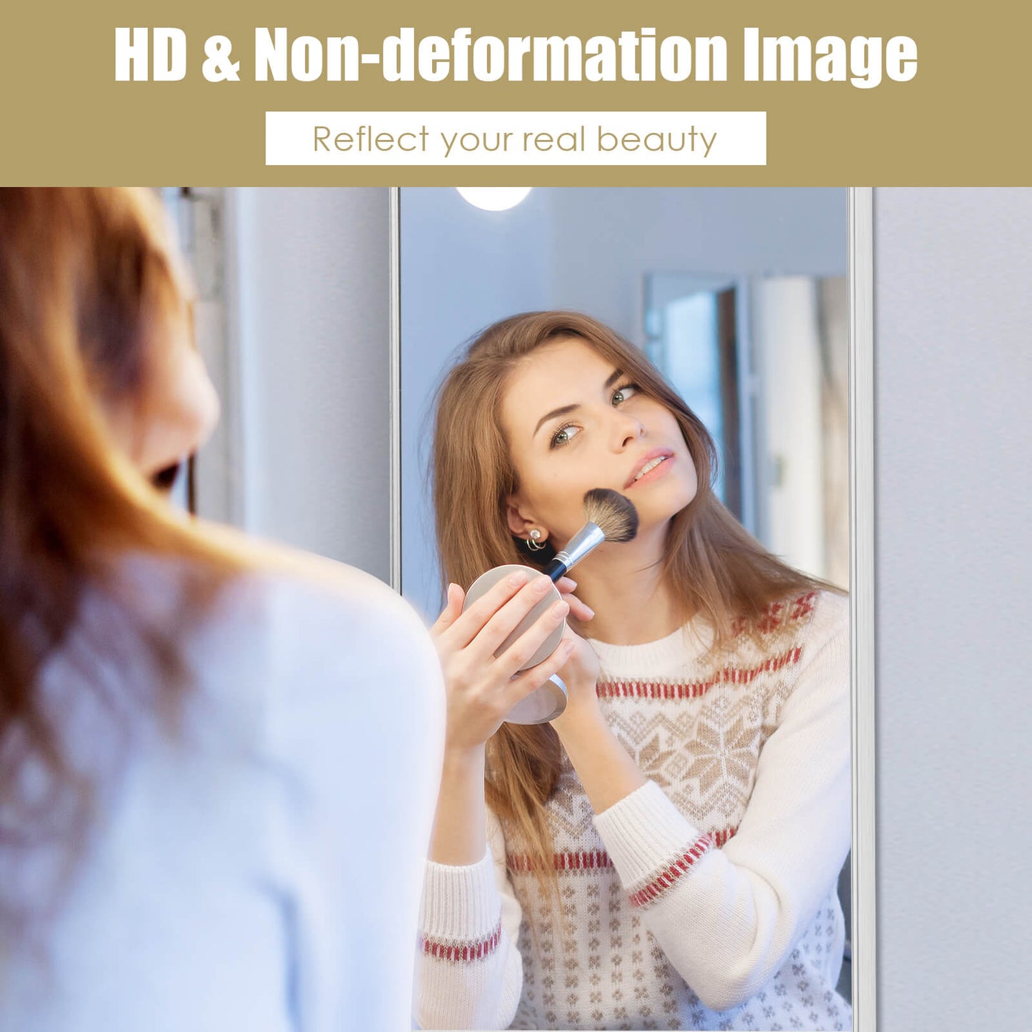 120 x 37 cm Full Length Wall Hanging Mirror with Adjustable Hook-Silver