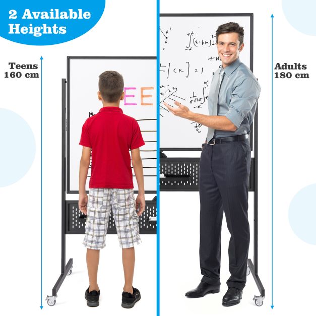 120 x 90 CM Double-Sided Dry Erase Mobile Board with Stand-Black