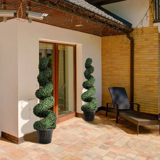 2 Pieces 120cm Artificial Boxwood Spiral Tree