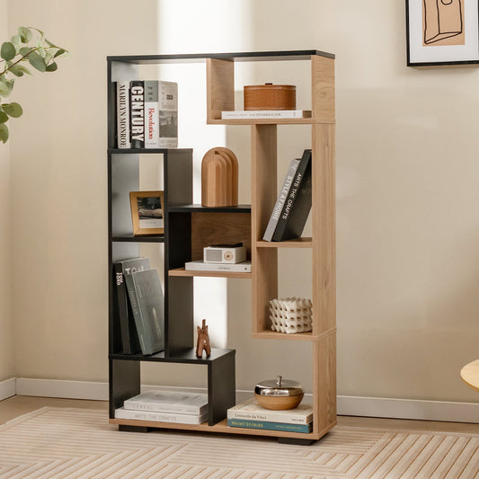 120cm Tall Bookshelf with Anti-tipping Kits for Home Office-Black & Brown