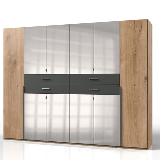 Wardrobe DENMARK 6 Door Wardrobe Finish Oak and Graphite 270cm