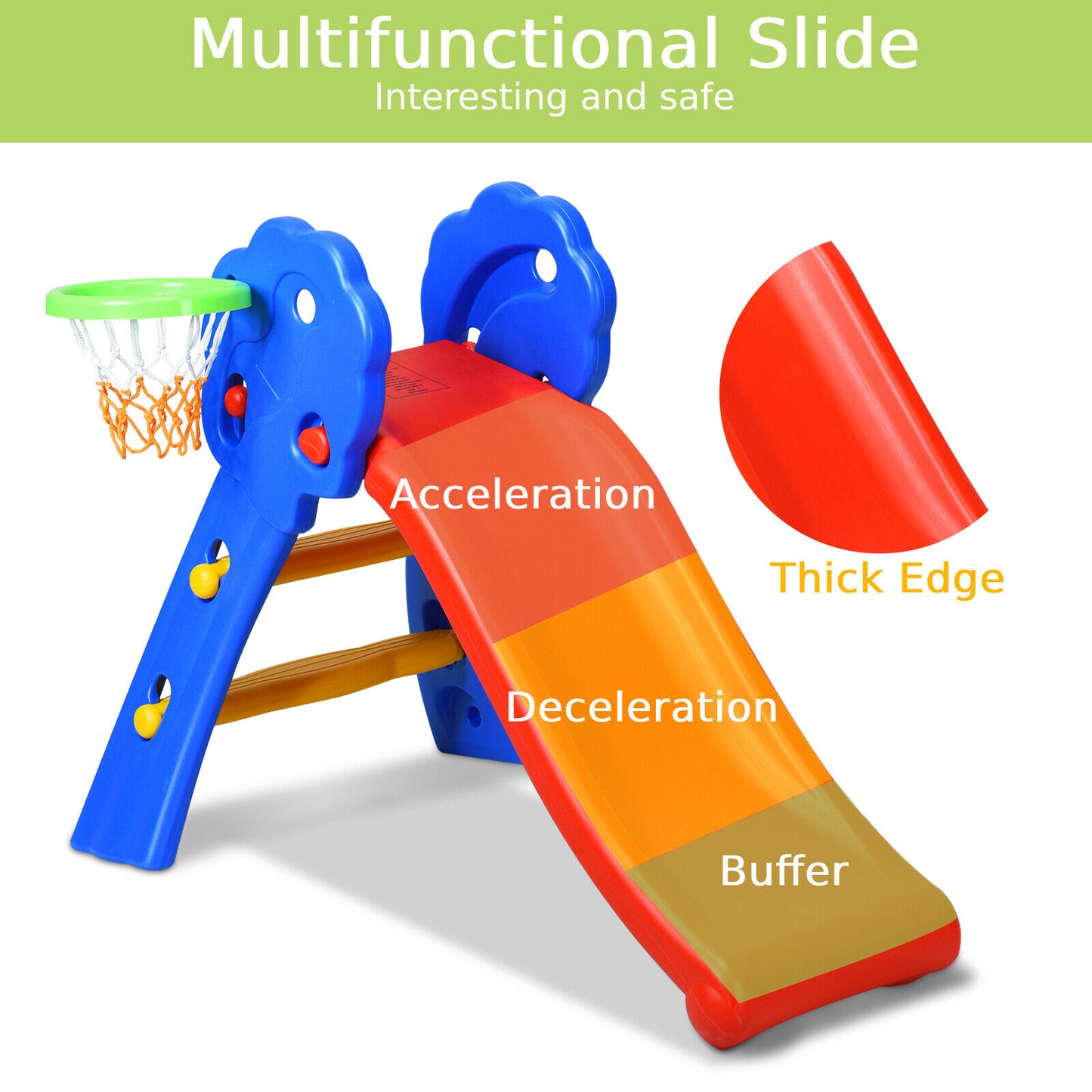 Folding Child's First Slide with Basketball Hoop