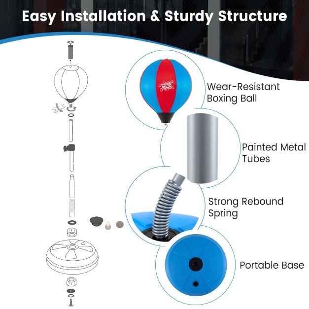 Punchingball 120-154cm height adjustable standing boxing ball punching bag set boxing set children blue