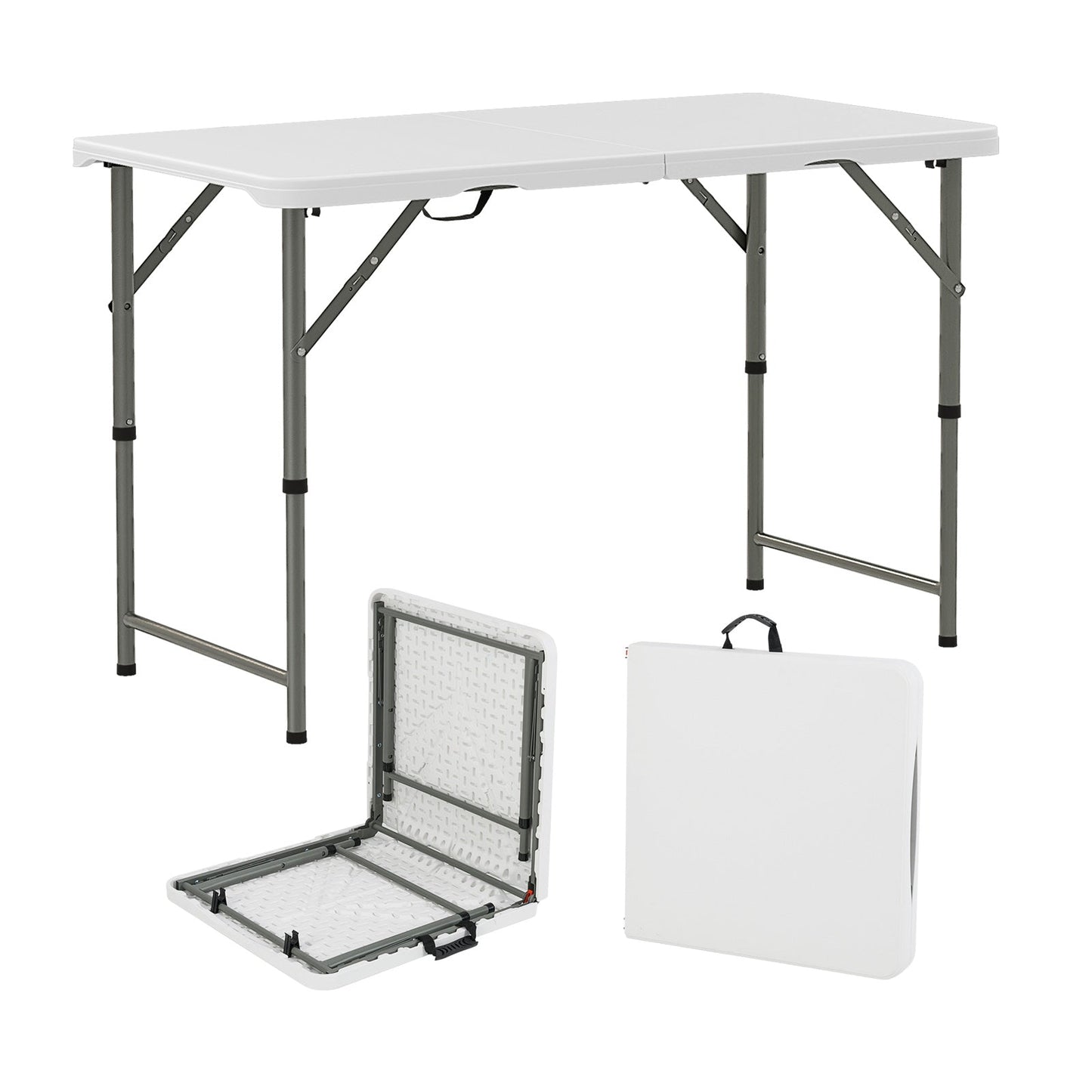 122cm Folding Camping Table with HDPE Tabletop and Safety Lock-White