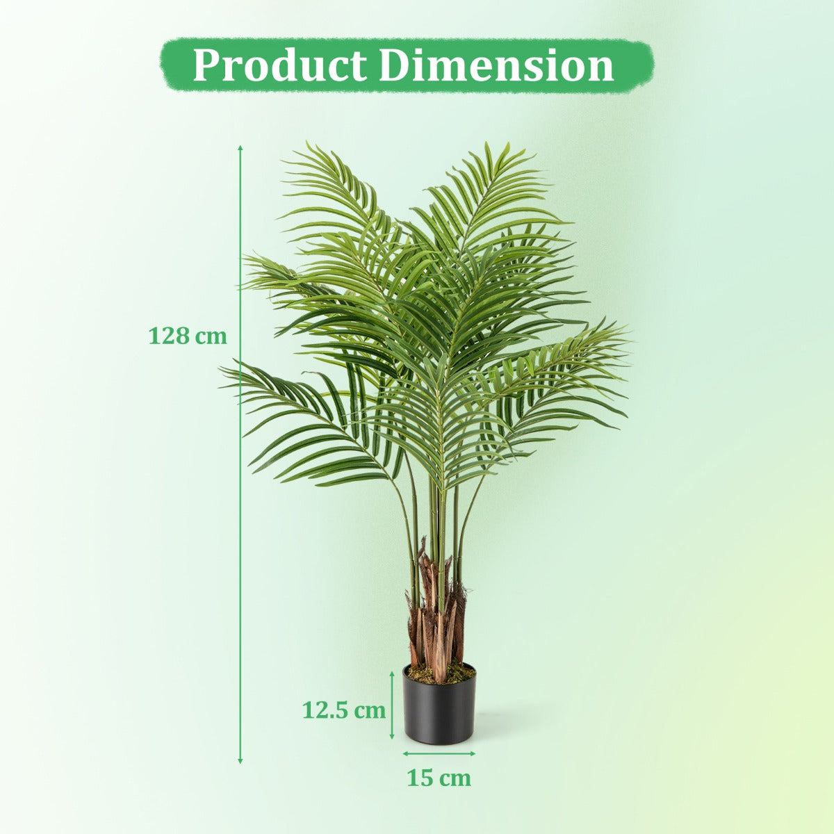 128CM Tall Artificial Palm Paradise Plant with 12 PEVA Leaves and Wide Stable Pot-Green