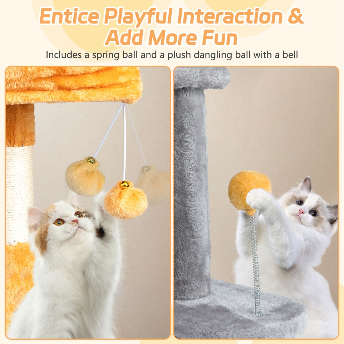 128 CM Tall Cat Tree with Sisal Scratching Posts and Ladder