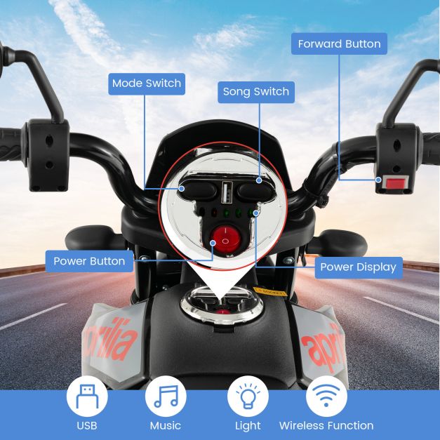 12V akumulatorowy motor dla malucha z muzyką dla dzieci w wieku 3-8 lat - granatowy